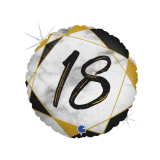 Круг (18''/46см) Цифра "18" Мрамор Калакатта, Черная Голография 1 шт._1