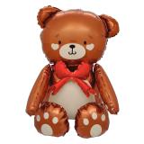 Фигура 3D (28''/71 см) Сидячий мишка с бантиком, Коричневый, Сатин, 1 шт. в уп._1