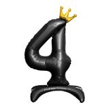 Цифра 4 (32''/81см) Черный Золотая корона, на подставке 1 шт._1