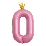 Цифра 0 (40''/102см) Золотая корона Розовый 1 шт._1