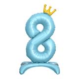 Цифра 8 (32''/81см) Голубой Золотая корона, на подставке 1 шт._1