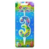 Свеча "3" С Днем Рождения! (12см) 1 шт._1