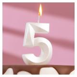 Свеча "5" Жемчужный (6,5см) 1 шт._1
