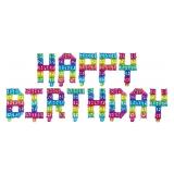 Мини-надпись (16''/41см) Happy Birthday Пиксели, Радужный Градиент 1 шт._1