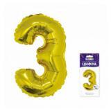 Мини-цифра 3 (16"/41см) Золото, 1 шт._1