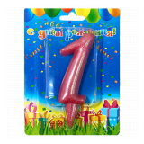 Свеча "1" Гигант розовый 1 шт._1
