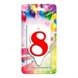 Свеча "8" Волна Красная 1 шт._1