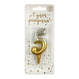 Свеча "5" Золото/Серебро, Градиент (8см) 1 шт._1