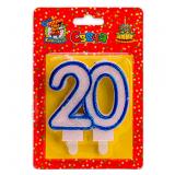 Свеча "20" Значимые даты, синяя 1 шт._1