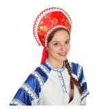 Кокошник "Красный с узором" 1 шт._1