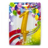 Свеча "1" Гигант, Золото (12см) 1 шт._1