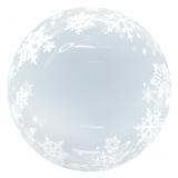 Сфера 3D (18''/46см) Deco Bubble, Белые снежинки, Прозрачный, Кристалл 1 шт._1