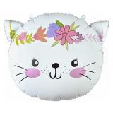 Фигура (23''/58см) Котенок в цветах, Белый 1 шт._1