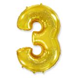 Мини-цифра "3" (16''/41см) Золото, Флекс 1 шт. _1