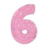 Цифра "6" (42''/107см) Искры, Розовый 1 шт._1