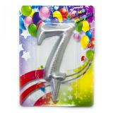 Свеча "7" Гигант, Серебро 1 шт._1