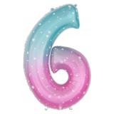 Цифра "6" (34''/86см) Нежные искры, Розовый Градиент 1 шт._1