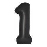 Цифра 1 (34"/86см) Slim, Черный сатин, 1 шт. _1