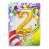 Свеча "2" Гигант, Золото (12см) 1 шт._1