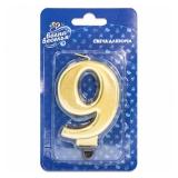 Свеча "9" Золото (8см) 1 шт._1