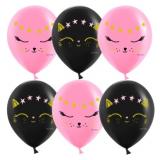 Волшебный котенок (12''/30 см) Черный/Розовый, пастель, 2 ст, 25 шт._1
