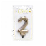 Свеча "2" Бриллиант, Золото (7,5см) 1 шт._1