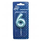 Свеча "6" Воздушный шарик, Голубой перламутр (5,8см) 1 шт._1