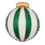 Фигура (23''/58 см) Новогодний шар, Зеленый/Кремовый, Сатин, 1 шт_1