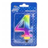 Свеча "4" Радужный (8см) 1 шт._1