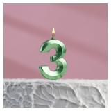 Свеча "3" Грань Изумруд (13см) 1 шт._1
