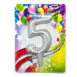 Свеча "5" Гигант, Серебро 1 шт._1