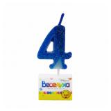 Свеча "4" Разноцвет с глиттером (4,5см) 1 шт._1