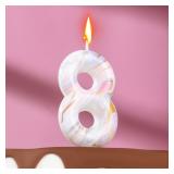 Свеча "8" Белый мрамор (5,5см) 1 шт._1