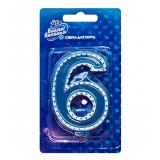 Свеча "6" Белый кант, Красный 1 шт._1