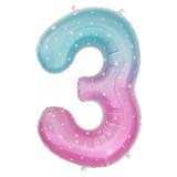 Цифра "3" (34''/86см) Нежные искры, Розовый Градиент 1 шт._1