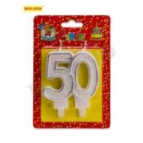 Свеча "50" Значимые даты (серебряная) 1 шт._1