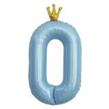 Цифра 0 (40''/102см) Золотая корона Голубой 1 шт._1