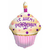 Фигура (31"/79см) Кекс на ДР Розовый 1 шт._1