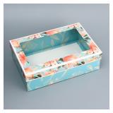 Коробка складная крышка-дно Самой прекрасной 30*20*9 см с окном, 1шт_1