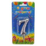 Свеча "7" Овал Серебро (7см) 1 шт._1