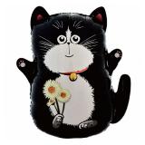 Фигура (25"/64 см) Кот черный с букетом ромашек, 1 шт_1