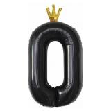 Цифра 0 (40''/102см) Золотая корона Черный 1 шт._1
