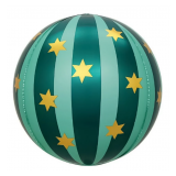 Сфера 3D (25''/64 см) Золотые звезды, Зеленый, 1 шт._1