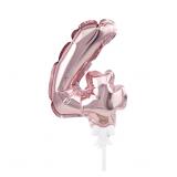 Мини-цифра 4 (7"/17,5см) Розовое золото, Трубочка держатель 1 шт._1