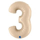 Цифра "3" (40''/102см) Кремовый, Сатин 1 шт. в уп._1