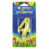 Свеча "4" Грани, Золото (7см) 1 шт._1