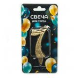 Свеча "7" Грация, Золото с блестками (7см) 1 шт._1