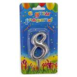 Свеча "8" Овал Серебро (7см) 1 шт._1