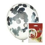 Прозрачные (12"/30см) с конфетти круги фольга серебро 2 шт._1