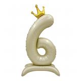 Цифра "6" (40''/102см) Белый песок, Золотая корона 1 шт._1